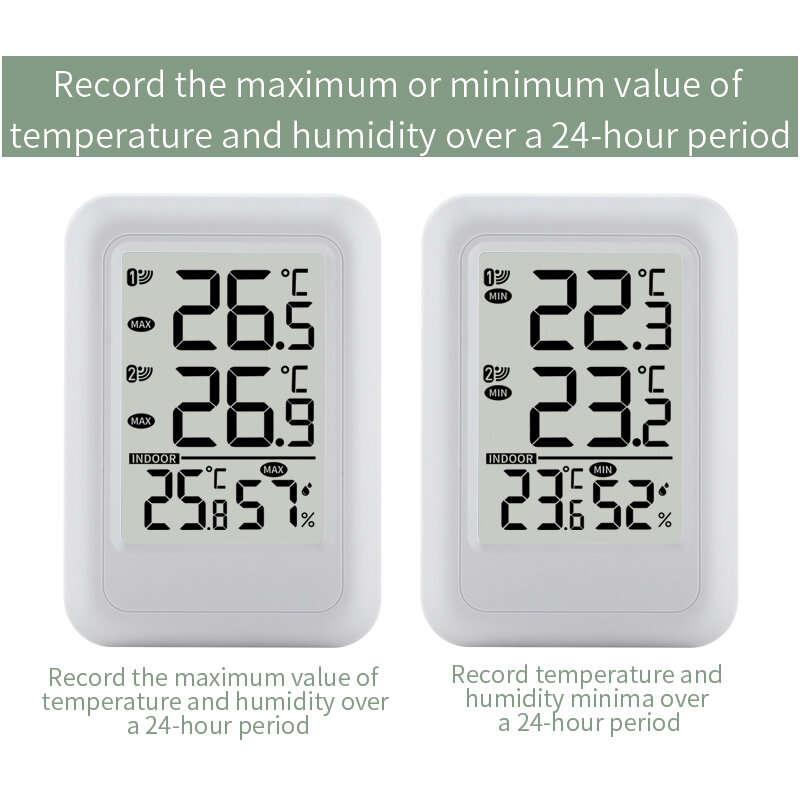 TS-FT0402 1-to-2 Indoor Outdoor Temperature and Humidity Meter Wireless Digital Hygrometer Thermomet