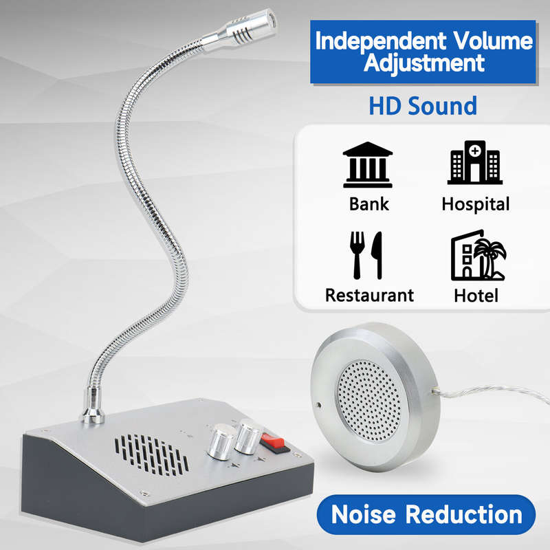 ABBREE AR-812 Window Speaker Intercom Dual-Way Voice Counter Intercom with Loud Outer Microphone Wal