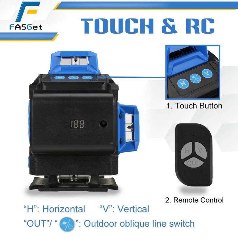 FASGet 16 Lines 4D Laser Level Self-Leveling 360 Horizontal And Vertical Super Powerful Green Laser