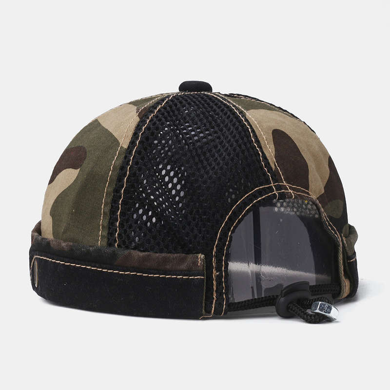 Collrown Unisex Camouflage Pattern Breathable Mesh Casual Brimless Beanie Landlord Hat Skull Hat