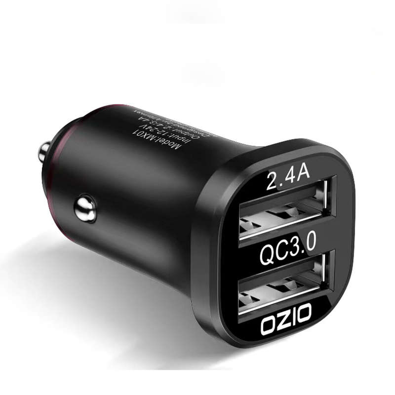29W Car Charger 2.4A + QC3.0 Fast Charging Dual USB Port 5.8A Current For 12V 24V Car Truck