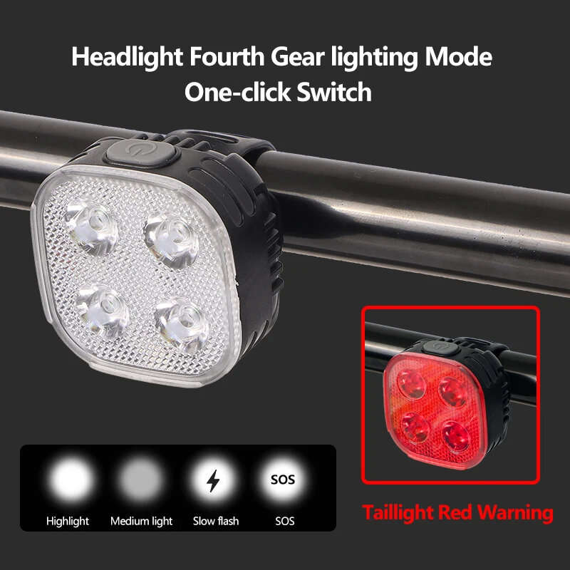 BENGGUO Smart Bike Light Set 300 lm Headlight with 120 lm Tailight Four Gear Light Modes Switch Wate