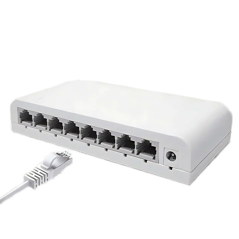 8 Port Gigabit Data Switch Network Hub Desktop Ethernet Splitter Plug and Play Shielded Ports Fanles