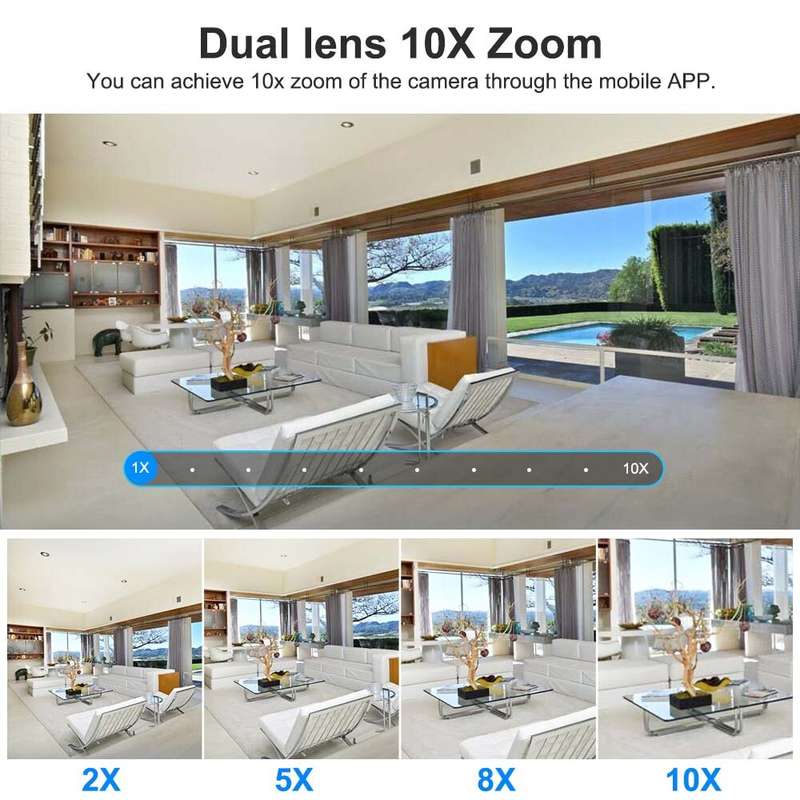 Guudgo E27 2MP+2MP WiFi Bulb Surveillance Camera Dual Lens 10X Zoom Color Night Vision Motion Detect