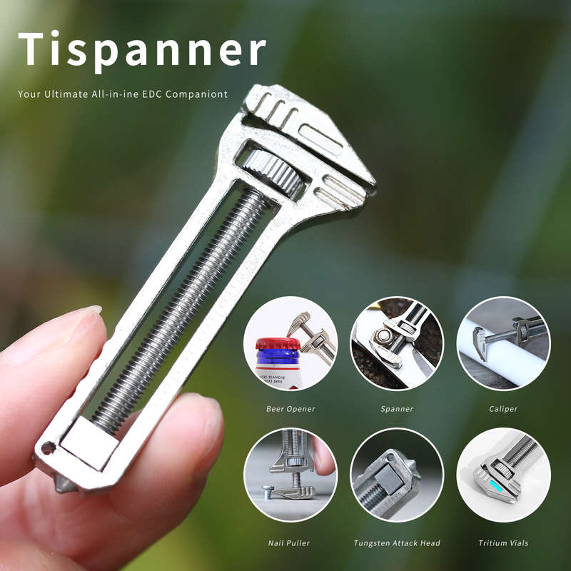 Titanium Strength Compact CNC Machined Multitool with Bottle Opener Tungsten Attack Head Nail Puller