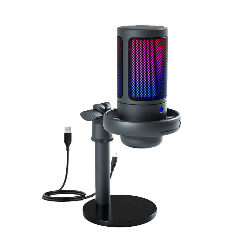 ME6S USB Condenser with RGB Light Metal Microphone Professional Recording Streaming Desktop Podcast