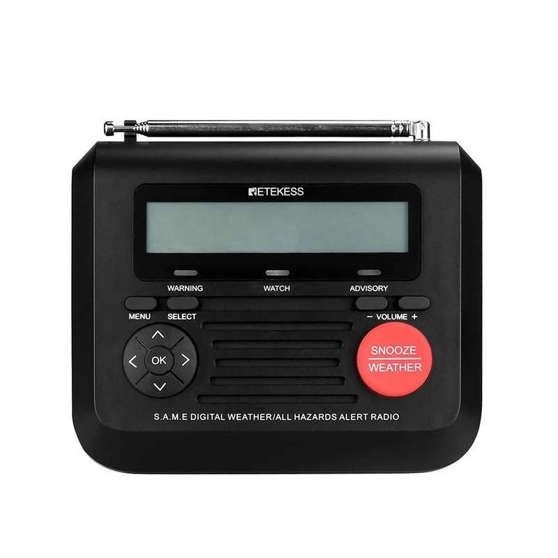 Retekes TR625 Portable NOAA Radio Emergency Weather Alert Radio with Digital Alarm Clock Voice Alert