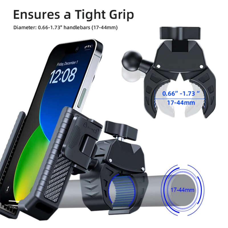 XANES Phone Holder 4.5"-7.0" Adjustable Phone Stand 360 Rotatable Shockproof Portable Bike Holder Ph
