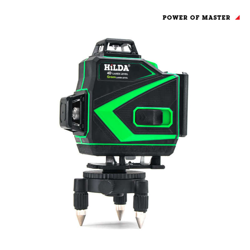HILDA 16 Line Green Light Laser Level Double Batteries Meter Automatic Leveling Adjustable Precision
