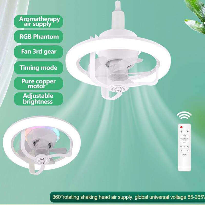E27 50W 220V Ceiling Fan Bulb With LED Light And Remote Control Chandelier RGB Color Dimmable Ventil