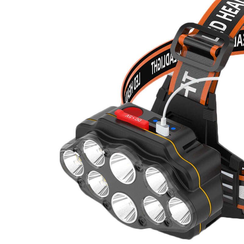 BIKIGHT 4-Modes 8*XPG LED Headlamp USB Rechargeable Long Shoot Camping Head Light 18650 Fishing Lant