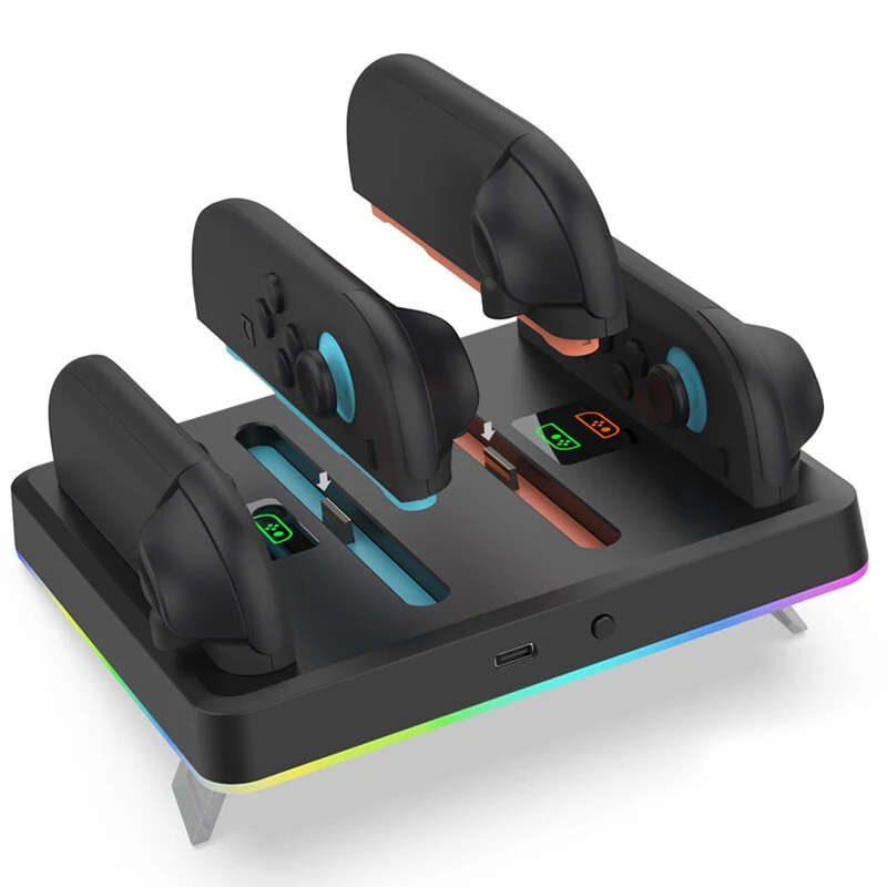 DOBE TNS-3160 Switch2 4-Controller Charging Dock RGB Lighting Wall Mountable Gaming Accessories with
