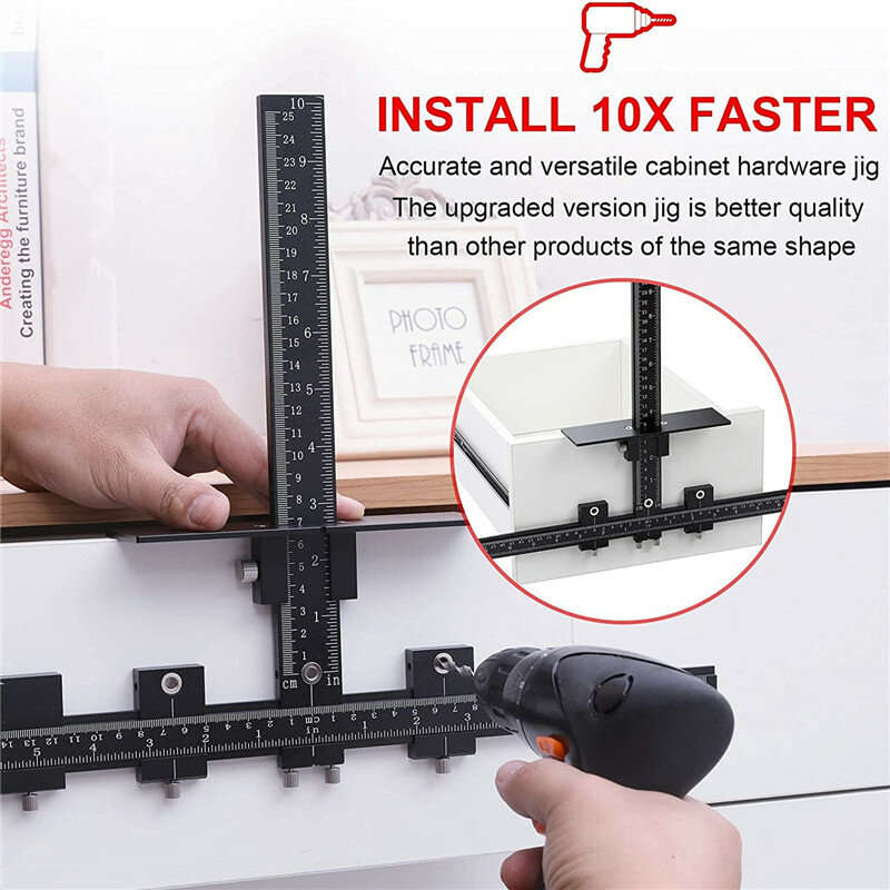 Aluminum Alloy Cabinet Hardware Jig Pocket Hole Jig Drill Locator Punch Guide for Installation of Ha
