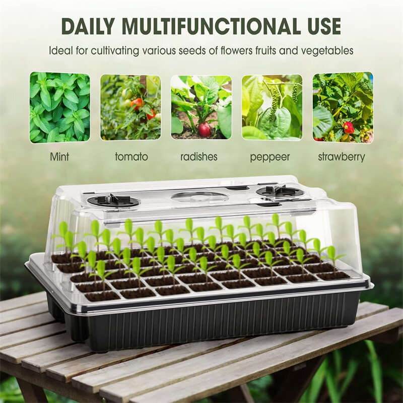 Seed Starter Tray with Grow Light 40 Cells Seed Starter Kit with Humidtiy Dome Seedling Starter Tray