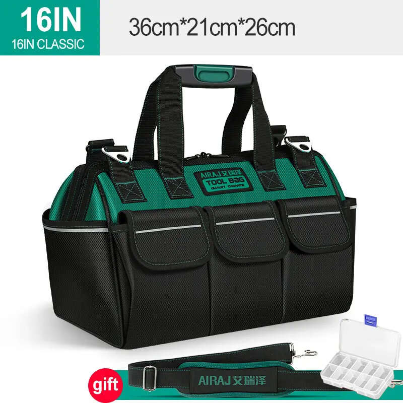 16 Inch Oxford Canvas Waterproof Tool Bag Wear-Resistant Multifunctional Storage Bag Large Capacity