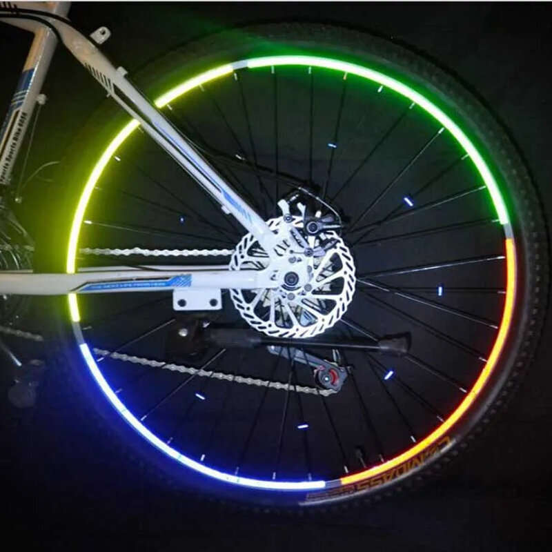 1cm*8m Bike Wheels Reflective Stickers Fluorescent Reflect Strip Adhesive Tape for MTB Bicycle-Yello