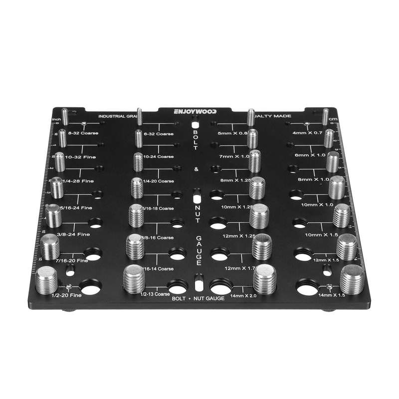 ENJOYWOOD 28 Thread Nut & Bolt Checker With Gloves Durable Aluminum Alloy Gauge for Metric and Imper