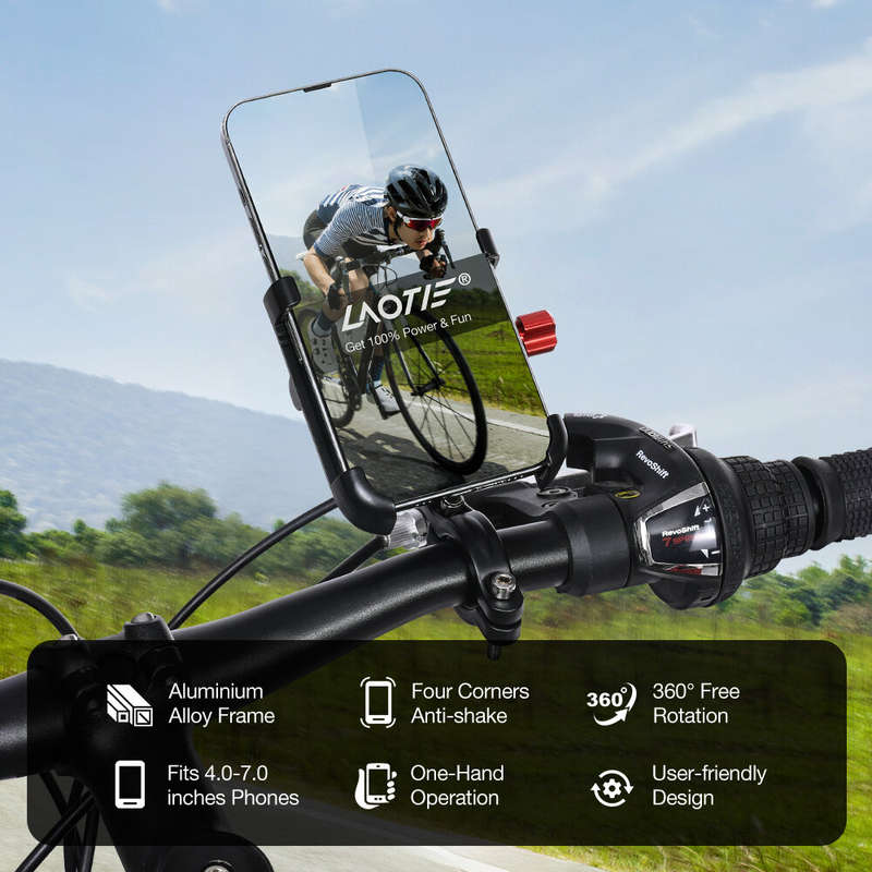LAOTIE BM2 Universal Bike Phone Holder Four Corners Shockproof Free Rotation 4.0"-7.0" Cellphone Ele
