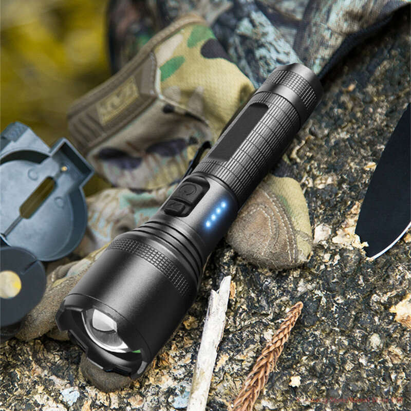 BIKIGHT Powerful XHP60 Flashlight Super Bright Portable Torch USB Rechargeable Outdoor Camping Tacti