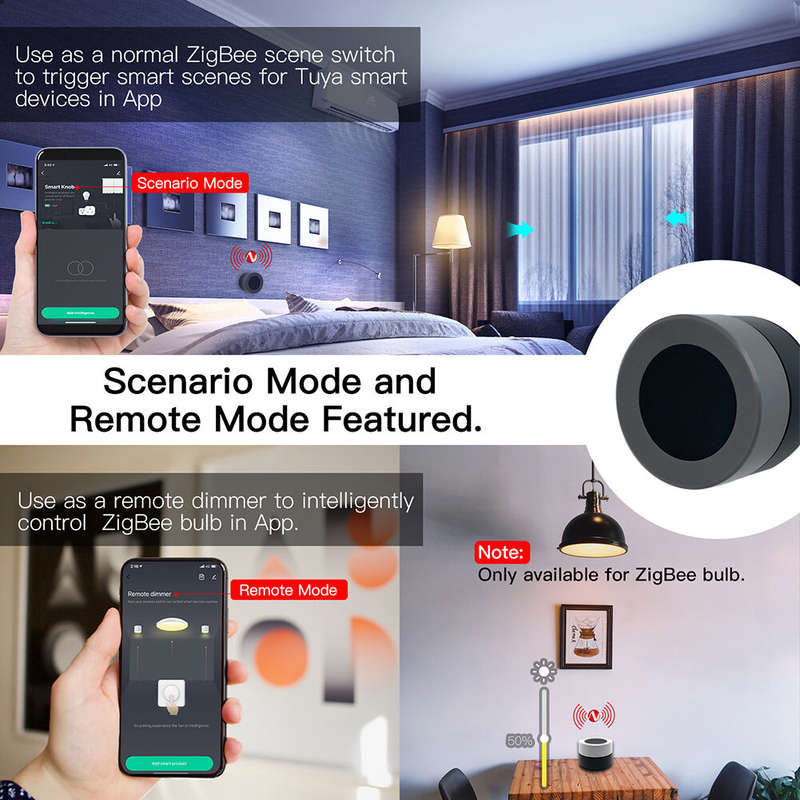 MOES Tuya ZigBe Smart Knob Switch Wireless Scene Button Controller Battery Powered Automation Scenar