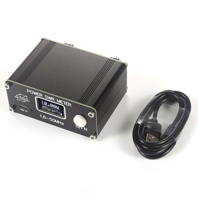 Digital SWR Power Meter 150W 1.6-50MHz USB Type-C High Accuracy Multiple Display Modes Built-in Lith