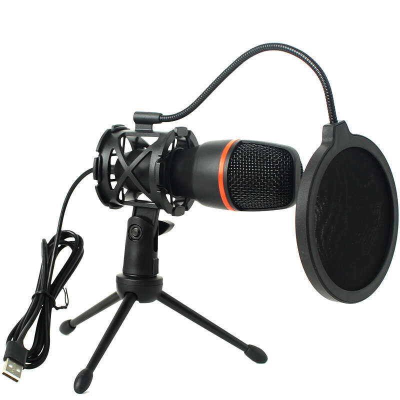 ME4 USB Wired Condenser Microphone RGB Video Noise Reduction Desktop Tripod Mic for Recording Live C