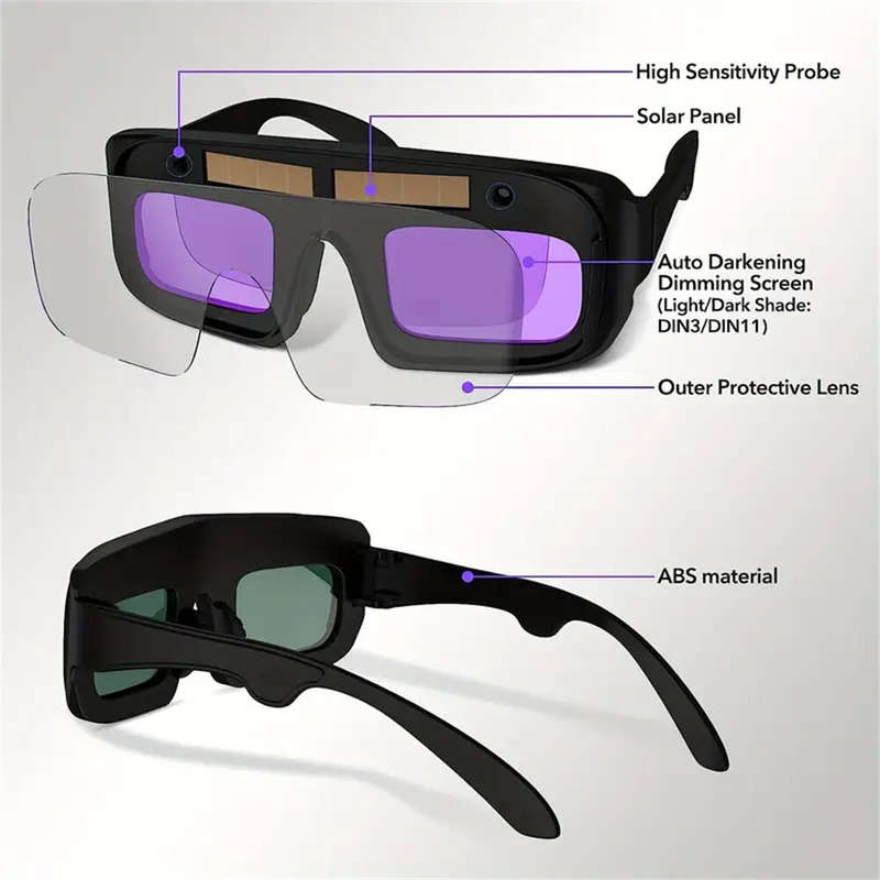 Solar-Powered Automatic Dimming Welding Glasses TIG MIG ARC Suitable Auto Darkening Protective Film