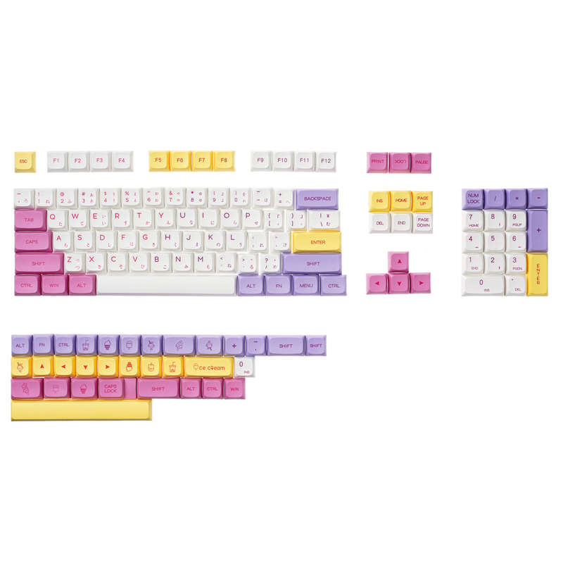136 Keys Ice Cream Keycap Set PBT Sublimation XDA Profile English/Japanese Custom Keycaps for Mechan
