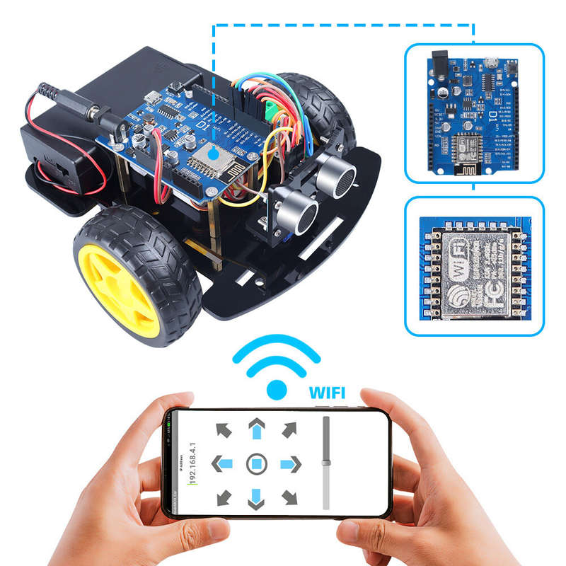 TSCINBUNY 2WD Smart Automation Robot Car Kit For ESP8266 ESP12E D1 Wifi Board For Arduino Programmin