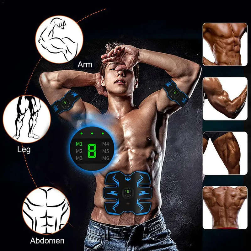 Abdominal Arm Muscle Training Stimulator Set EMS Electrical Body Shape Trainer with LCD Display Rech