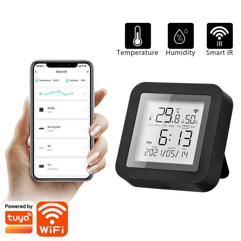 S09 Tuya Smart WiFi Universal IR Remote Temperature Humidity Sensor with Digital Display Screen for