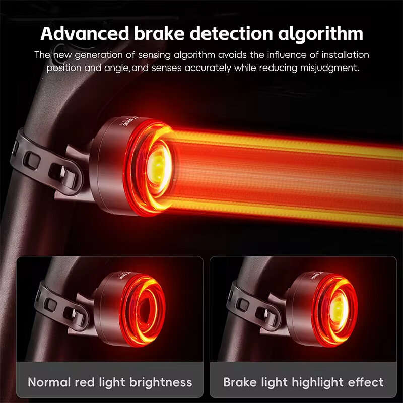WEST BIKING Smart Brake Sensing Bike Taillight 400mAh Battery 8 Lighting Modes Waterproof Type-C Rec