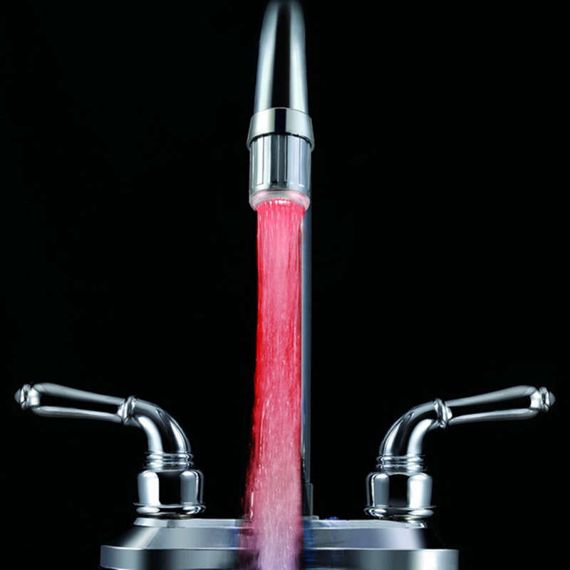 LED Light Temperature Sensor Sink Basin Faucet Hydropower Home Decoration