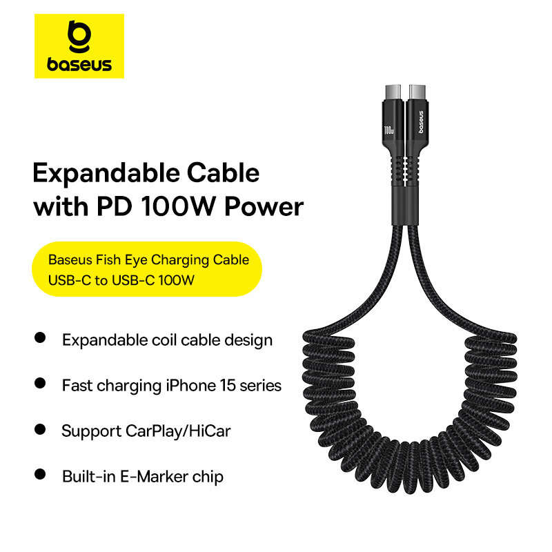 Baseus Fish Eye PD100W USB-C to USB-C Cable Fast Charging Data Transmission Tinned Copper Core Line
