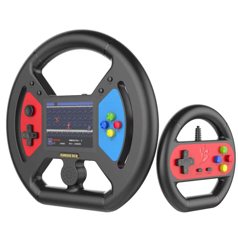 SU-8 Steering Wheel Handheld Game Console 3.5 Inch IPS Screen 999 Classic Games TV Output 1200mAh Ba
