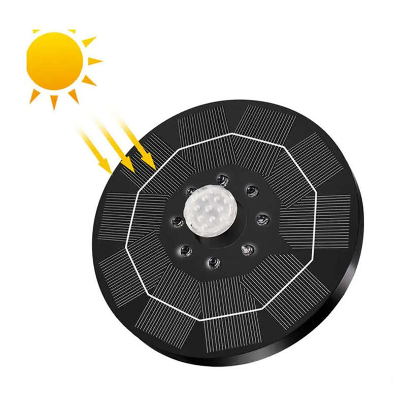 16cm Solar Floating Fountain with Lights 3W LED Solar Bird Bath Light Sensor with 6 Nozzles Auto On