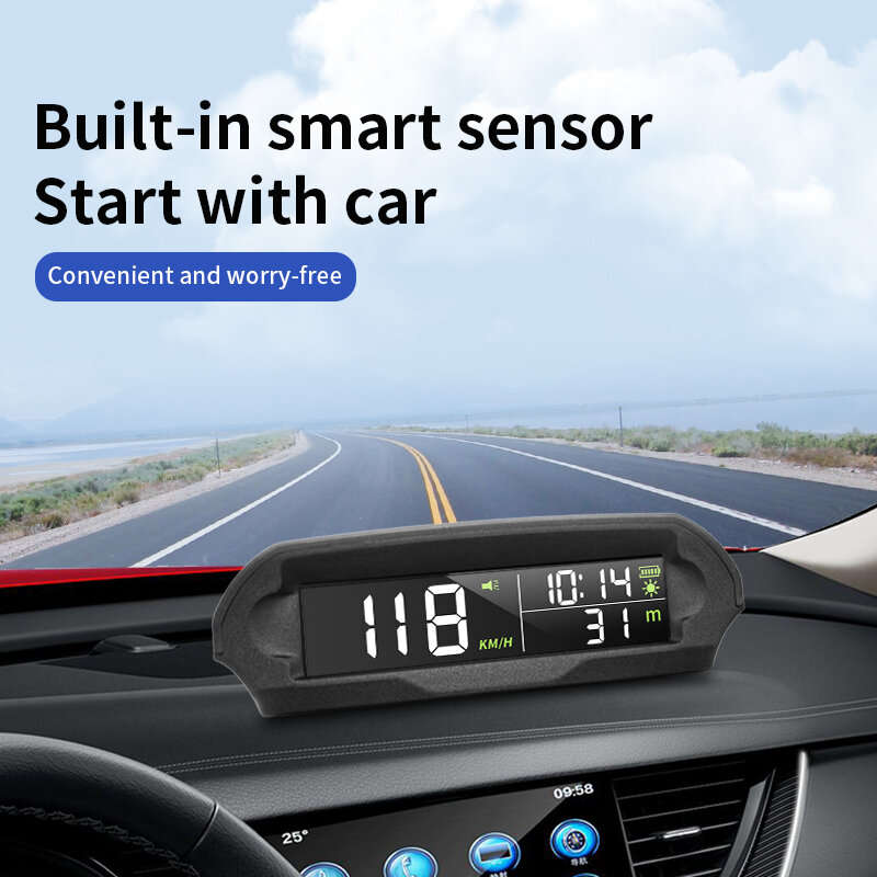 Universal Solar Power Digital GPS Car Speedometer Wireless HUD Display Mph KM/H Speedometer Time Spe