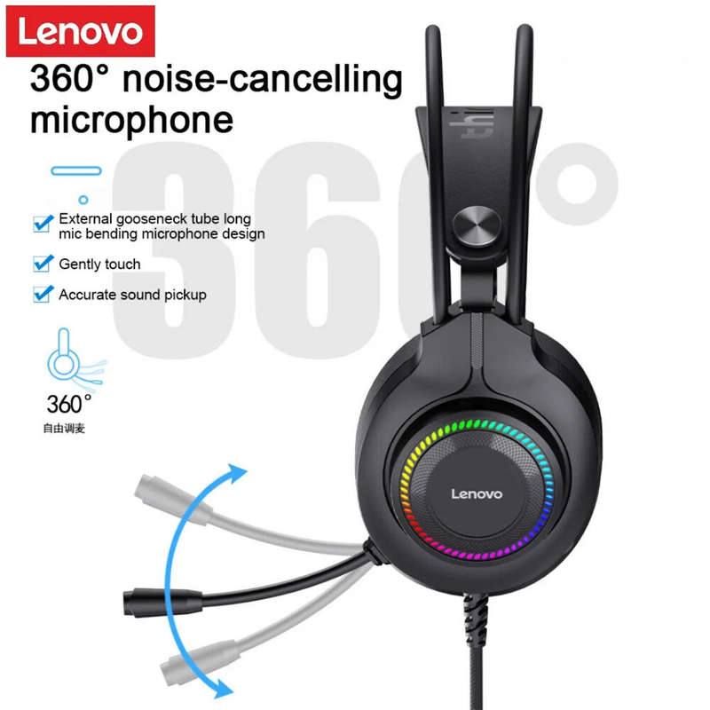 Lenovo ThinkPlus G20 Gaming Headset 3.5mm USB7.1 Surround Sound HIFI Stereo Colorful Light Gamer Hea