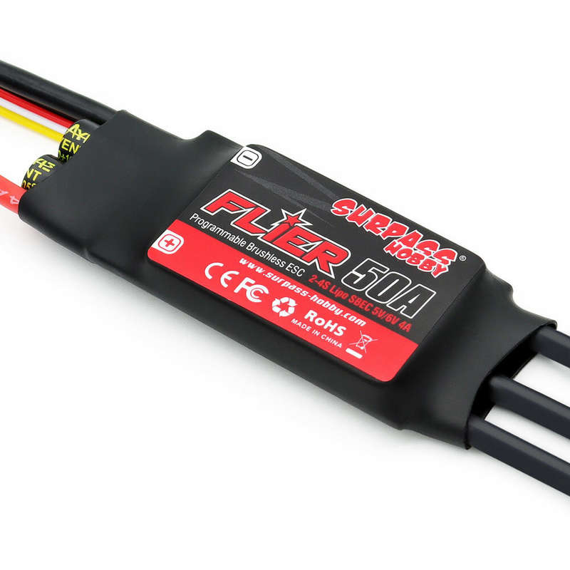 SURPASS-HOBBY FLIER Series New 32-bit 50A Brushless ESC With 5V/6V 4A SBEC 2-4S Support Programming