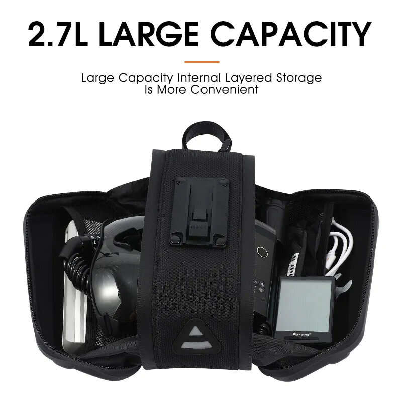 WEST BIKING 2.7L Large Capacity Waterproof Bike Bag Hard Shell MTB Road Bike Under Seat Tool Bag Qui