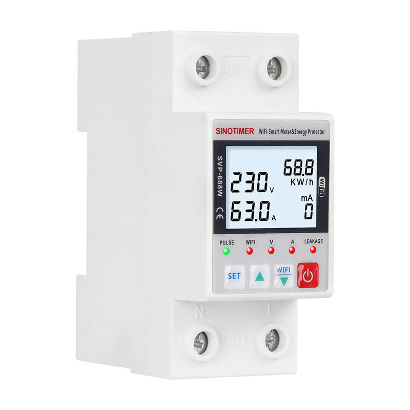 SINOTIMER SVP688 WiFi Energy Meter Remote Control Voltage/Current/Leakage Protection Real-Time Monit