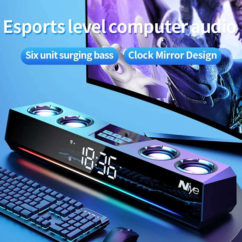 Niye V28 20W Computer Speaker Wireless bluetooth Soundbar 2 Bass Diaphragm 4 HiFi Speakers 360 Surro