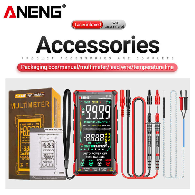 ANENG 622B Digital Smart Multimeter 10A Tester Meter Auto Range True RMS DC/AC 9999 Multitester With