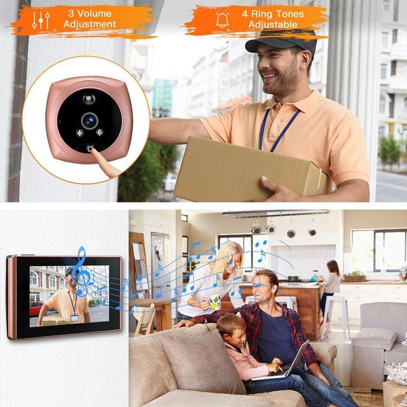 4.5 inch Peephole Video Doorbell Door Camera Viewer with LCD Screen Display Wide Angle Cat Eye Motio