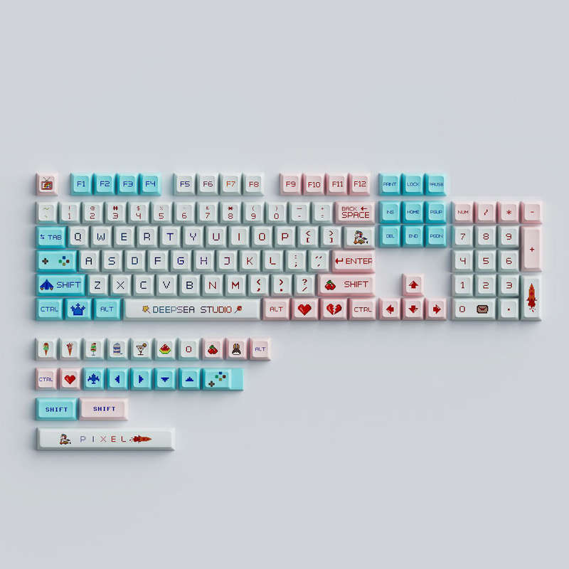 125 Keys Pixel Game PBT Keycap Set XDA Profile Sublimation Japanese Custom Keycaps for Mechanical Ke