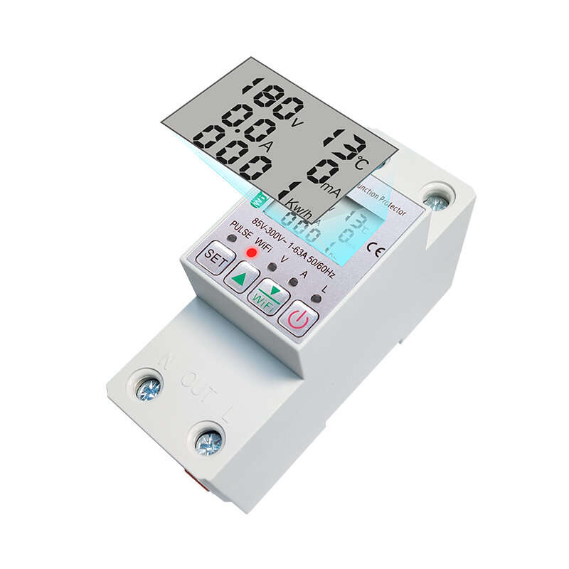 MAIQ-63 63A 110V 220V Tuya WiFi Energy Meter Kwh Metering Switch Timing Function with Voltage Curren