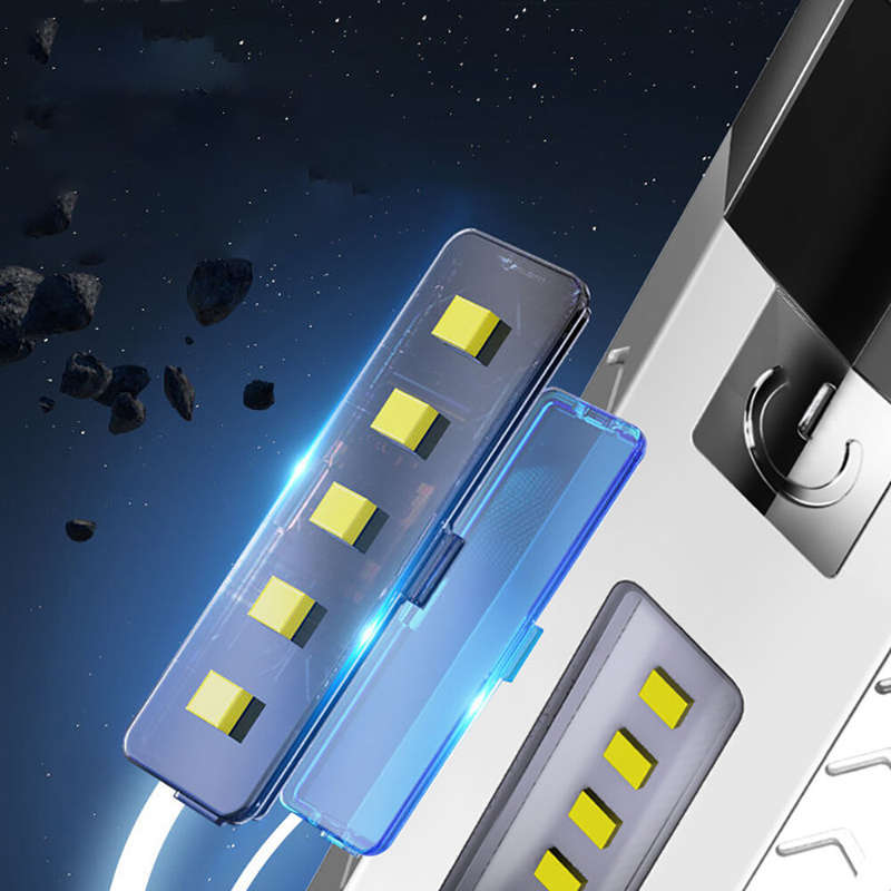 2*LED+5*COB Three Light Sources Flashlight 18650 USB Rechargeable Portable Waterproof Led Torch With