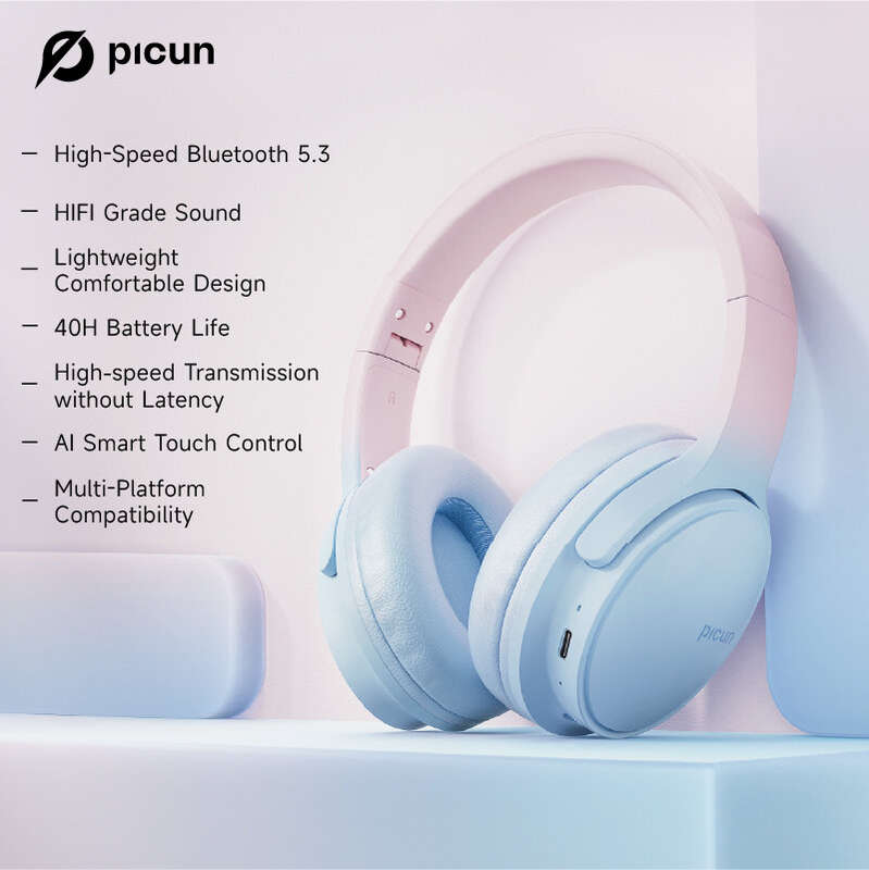 Picun Queen Headset bluetooth V5.3 Headphone 40h Long Battery Life Low Latency Smart Touch HD Calls