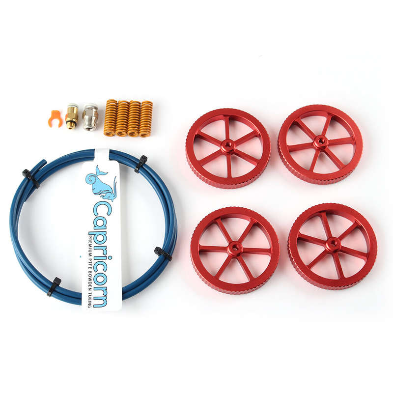 4Pcs All Metal Platform Red Leveling Nut + PTEF Tube with Leveling Spring Upgrade Accessories Kit Su