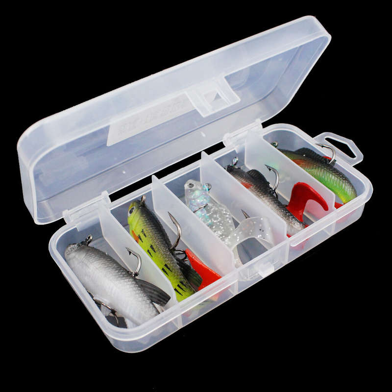 ZANLURE 5pcs Plastic Soft Bait Simulation Fishing Lures 3D Eyes Artificial Bait Swimbaits Kit Fishin